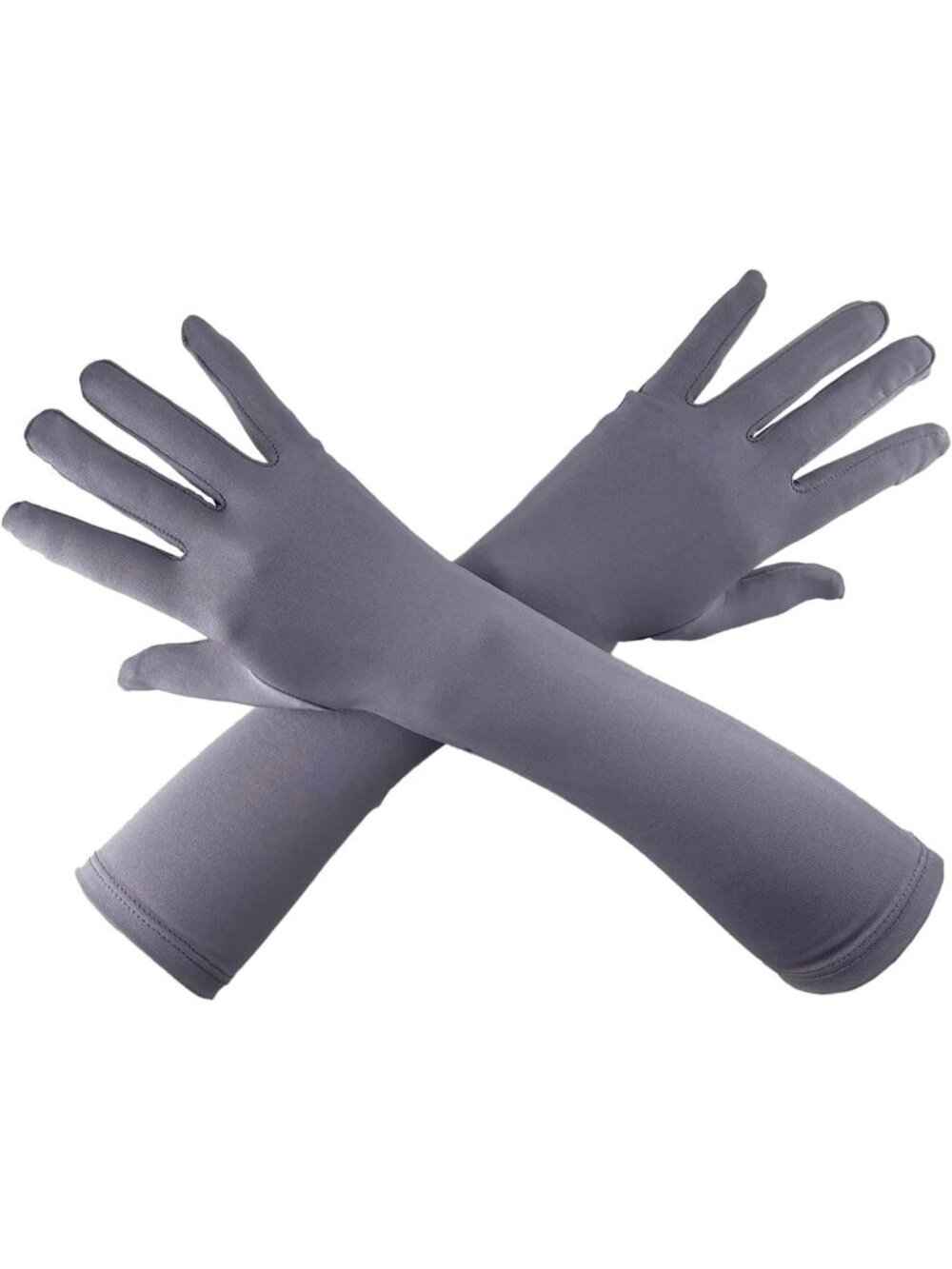 Men's And Women's Grey 15'' Elbow Length 20s Stretchy Cosplay Costume Gloves